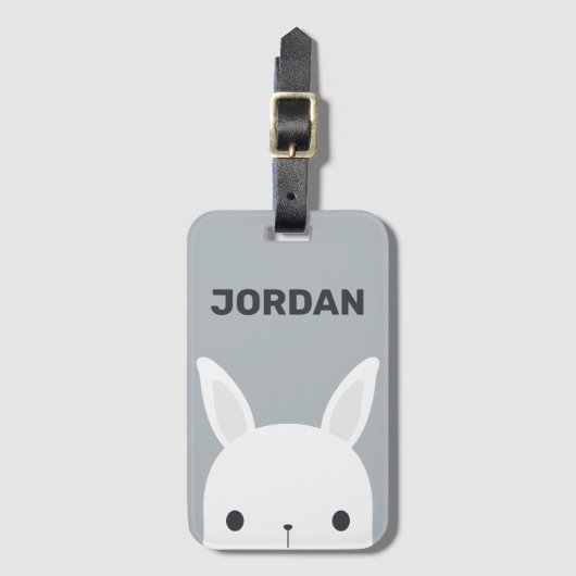Étiquette À Bagage Petit lapin de lapin mignon avec nom personnalisé (Devant Vertical)
