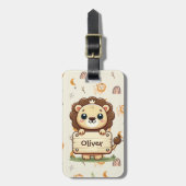 Étiquette À Bagage Petit lion mignon avec un panneau de nom (Devant Vertical)