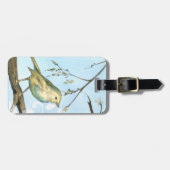 Étiquette À Bagage Petit oiseau jaune perché sur une branche Recherch (Devant horizontal)