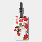 Étiquette À Bagage Petit Papillon Chien Noël Santa Hat (Devant Vertical)