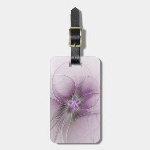 Étiquette À Bagage Petite Beauté Fleur d'Art Fractal Moderne Mauve Gr