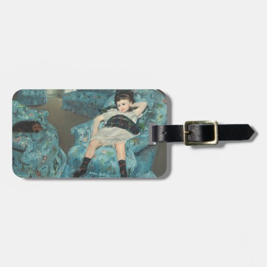 Étiquette À Bagage Petite fille dans un fauteuil bleu, 1878 (oi (Devant horizontal)