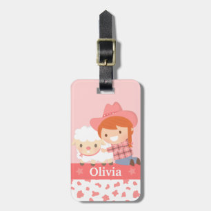 Étiquette À Bagage Petite fille et fille d'agneau Personnalisé rose