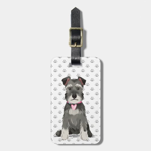Étiquette À Bagage Petite fille Schnauzer (Devant Vertical)