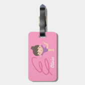 Étiquette À Bagage Petite gymnastique mignonne de fille et de ruban (Dos Vertical)