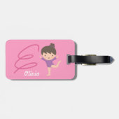 Étiquette À Bagage Petite gymnastique mignonne de fille et de ruban (Dos horizontal)