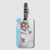 Étiquette À Bagage Petite marionnette Husky posée sur une couverture (Devant Vertical)