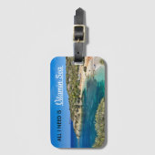 Étiquette À Bagage petite plage en Sardaigne avec eau turquoise (Devant Vertical)