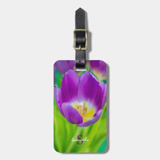 Étiquette À Bagage Petite Tulipe Violette (Devant Vertical)