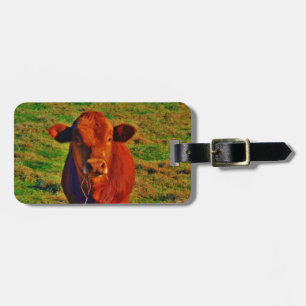 Étiquette À Bagage Petite vache Brown Graine verte brillante