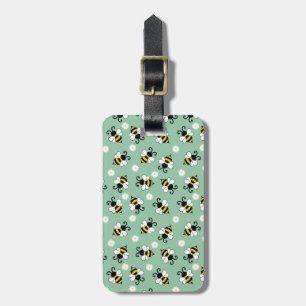 Étiquette À Bagage Petites abeilles mignonnes et fleurs marguerites m