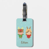 Étiquette À Bagage Petits enfants de Reindeer Joyeux bagage de Noël (Dos Vertical)