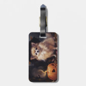 Étiquette À Bagage Peur d'Halloween Citrouille de Poméranie (Dos Vertical)