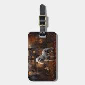 Étiquette À Bagage Peur Halloween caniche (Devant Vertical)