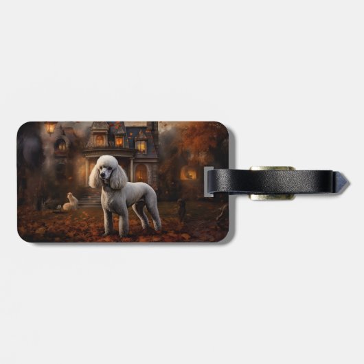 Étiquette À Bagage Peur Halloween caniche (Dos horizontal)