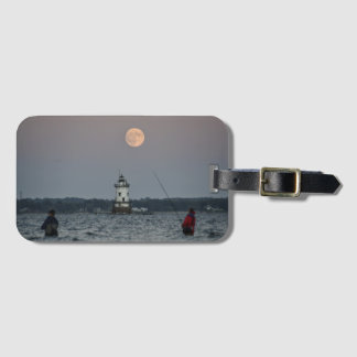 Étiquette À Bagage Phare de Conimicut, lune de la récolte