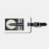 Étiquette À Bagage Phare de Devils Island Wisconsin Moon (Devant horizontal)