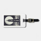 Étiquette À Bagage Phare de Fire Island New York Moon (Devant horizontal)