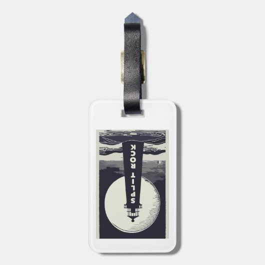 Étiquette À Bagage Phare de Split Rock Minnesota Moon (Dos Vertical)