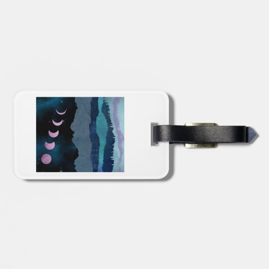 Étiquette À Bagage Phases de lune rose Paysage (Dos horizontal)