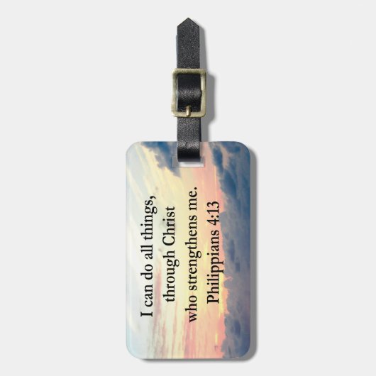 ÉTIQUETTE À BAGAGE PHILIPPIENS 4:13 CONCEPTION DU SOLEIL (Devant Vertical)