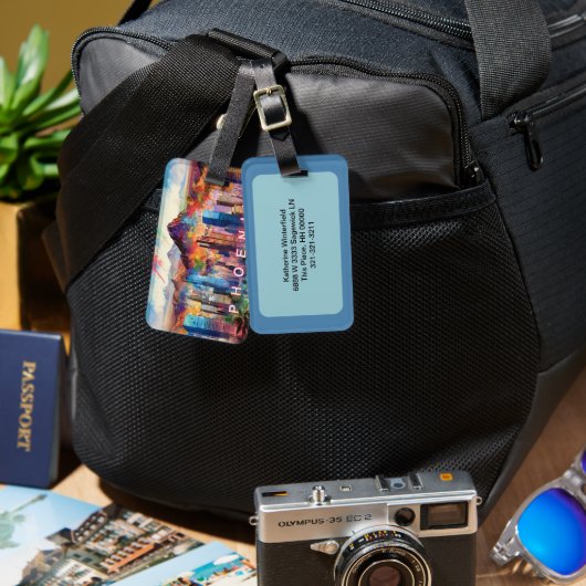 Étiquette À Bagage Phoenix Skyline Art Abstrait (Recto & Verso)