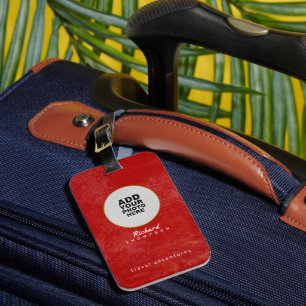 Étiquette À Bagage Photo Cercle rouge avec nom du voyageur