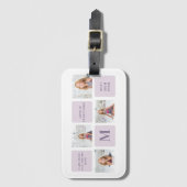 Étiquette À Bagage Photo Collage moderne Joyeux jour des mères violet (Devant Vertical)