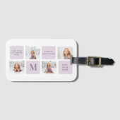 Étiquette À Bagage Photo Collage moderne Joyeux jour des mères violet (Devant Horizontal)