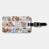 Étiquette À Bagage Photo Collage simple Monogramme (Devant horizontal)