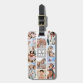 Étiquette À Bagage Photo Collage simple Monogramme (Devant Vertical)