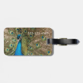 Étiquette À Bagage Photo couleur riche d'oiseau de paon (Dos horizontal)