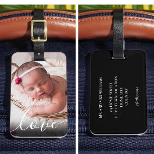 Étiquette À Bagage Photo d'amour de bébé à écriture simple moderne