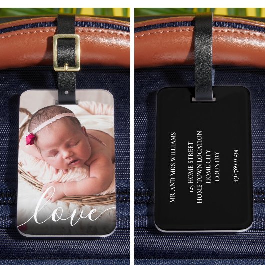 Étiquette À Bagage Photo d'amour de bébé à écriture simple moderne