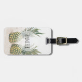 Étiquette À Bagage Photo de 2 ananas sur une plage (Devant horizontal)