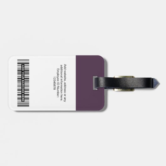 Étiquette À Bagage Photo de l'employé, Code barre, Logo, Nom (Dos horizontal)