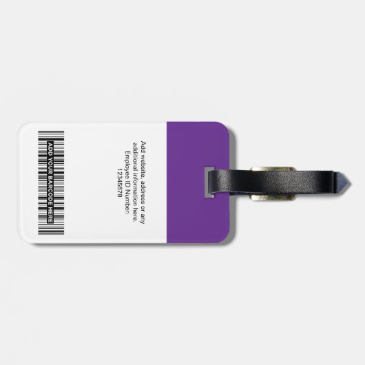 Étiquette À Bagage Photo de l'employé, Code barre, Logo, Nom (Dos horizontal)