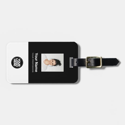 Étiquette À Bagage Photo de l'employé, Code barre, Logo, Nom (Devant horizontal)