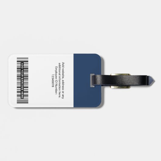 Étiquette À Bagage Photo de l'employé, Code barre, Logo, Nom (Dos horizontal)