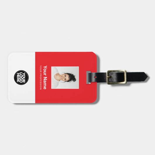 Étiquette À Bagage Photo de l'employé, Code barre, Logo, Nom (Devant horizontal)