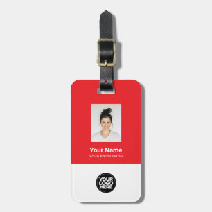 Étiquette À Bagage Photo de l'employé, Code barre, Logo, Nom