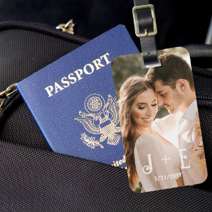 Étiquette À Bagage Photo de mariage élégant et stylé