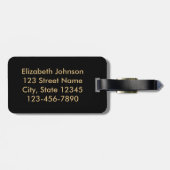 Étiquette À Bagage PHOTO de monogramme de diamants de fausse pierre (Dos horizontal)