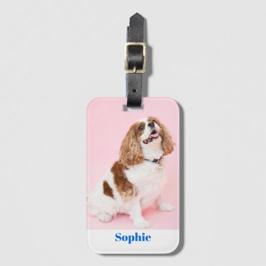 Étiquette À Bagage Photo de votre chien ou animal de compagnie, Nom b (Devant Vertical)