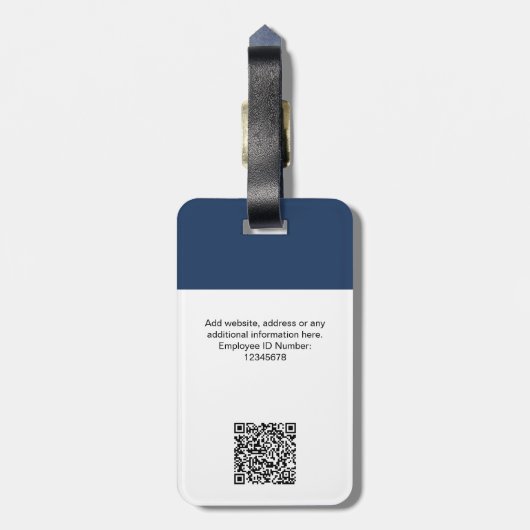 Étiquette À Bagage Photo d'identité de l'employé, Code Qr, Logo, Nom (Dos Vertical)
