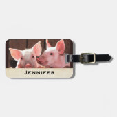 Étiquette À Bagage Photo d'un animal de porcelets roses mignons (Devant horizontal)