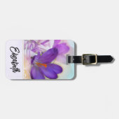 Étiquette À Bagage Photo d'un joli Crocus de printemps violet (Devant horizontal)