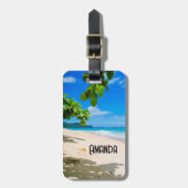 Étiquette À Bagage Photo d'une belle plage tropicale ensoleillée (Devant Vertical)