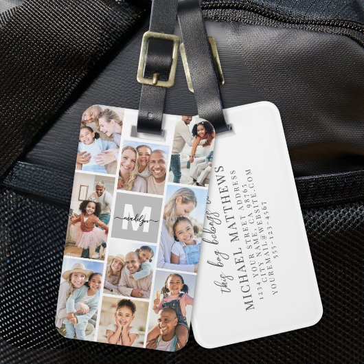 Étiquette À Bagage Photo en collage Monogramme simple d'image