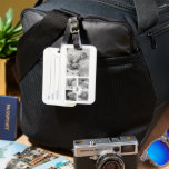 Étiquette À Bagage Photo Famille Collage tendance Noir & Blanc Initia<br><div class="desc">Voici notre collection branchée Cinq photos de famille noir et blanc avec initial en centre. Ce collage personnalisé et élégant est le moyen idéal de présenter les souvenirs chéris de votre famille d'une manière moderne et élégante. Doté d'un élégant jeu de couleurs noir et blanc, ce collage vous permet de...</div>